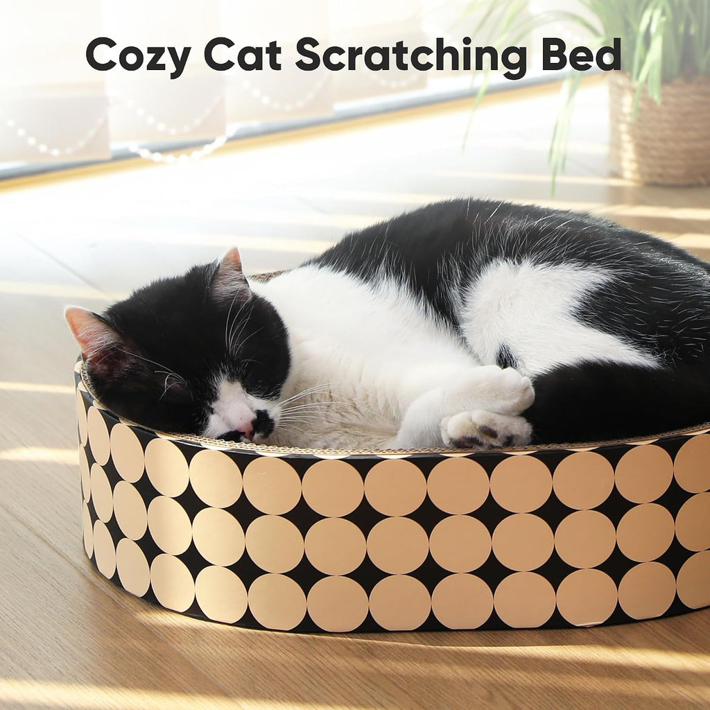 FUKUMARU Cardboard Cat Scratcher Bed, 2-in-1 Oval Cat Scratch Pad