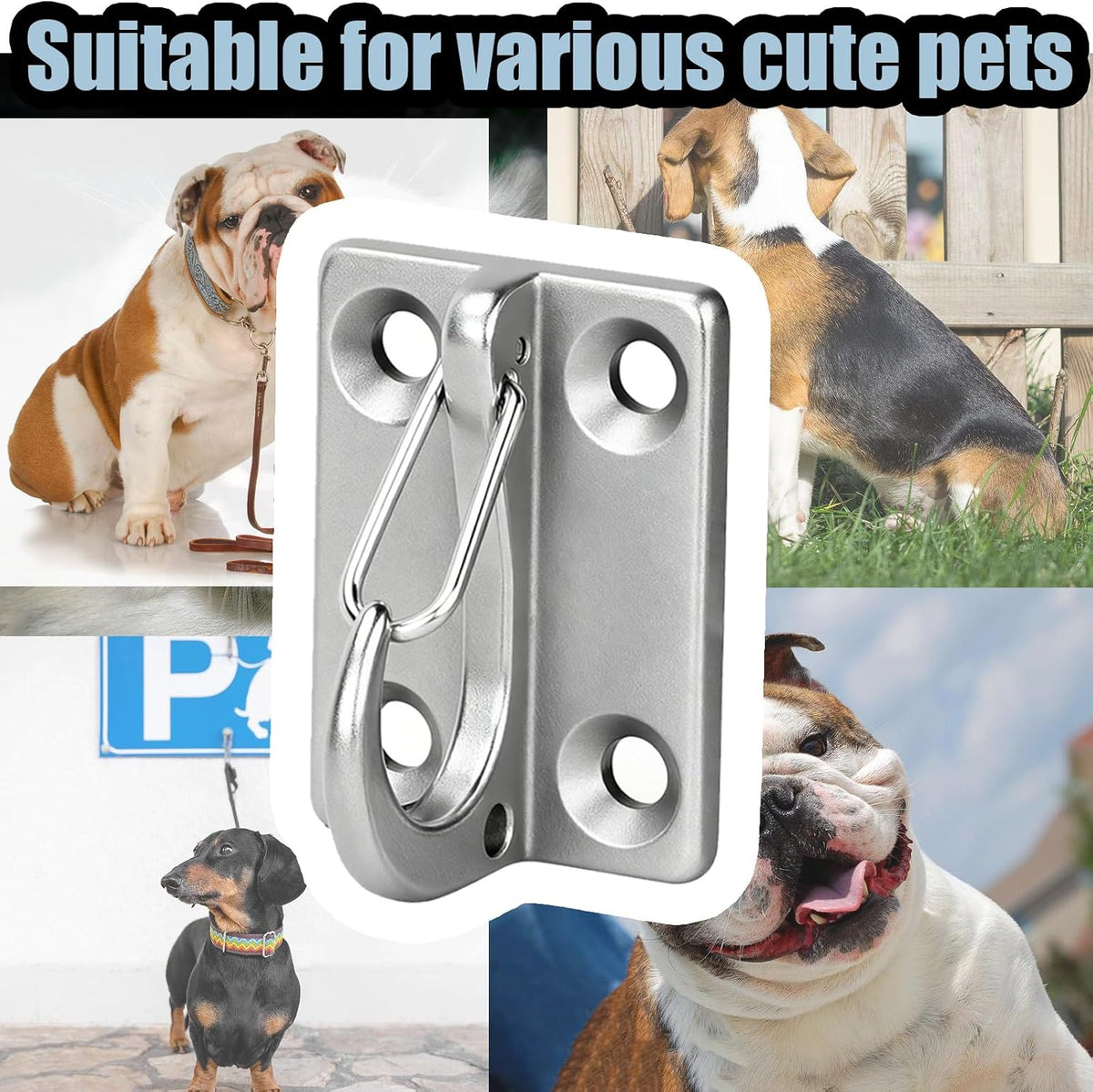 Wall Hook for Dog Leashes,Heavy Duty Stainless Steel Dog Chain Parking Hook for Tie Out in Yard,No Runaway System,Easy to Install,Use Indoor-Outdoor （1-Pack ）