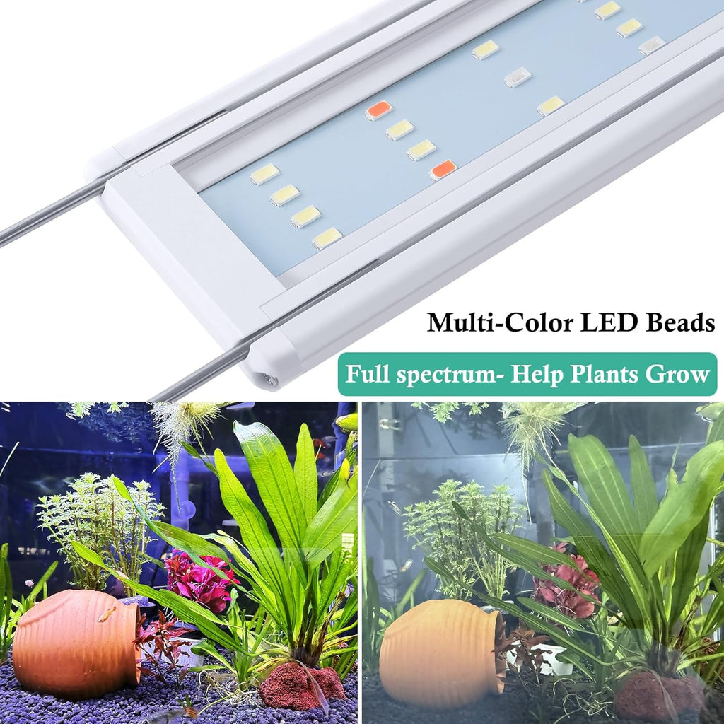 HITOP Full Spectrum LED Aquarium Light 32-36" Classic Fish Tank Light with Timer, Aquarium Plant Light with Stable Extendable Brackets