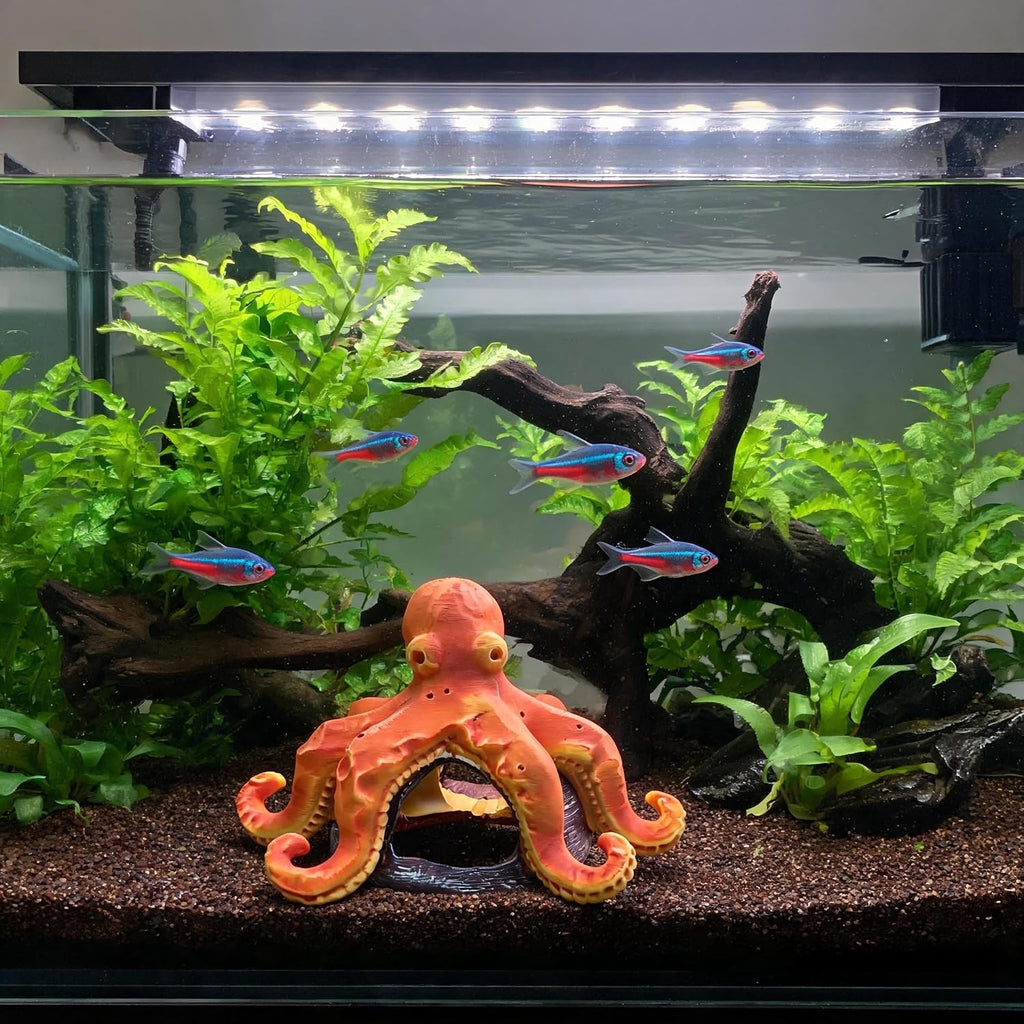 Resin Octopus Aquarium Decor, Fish Tank Hideout Cave for Betta Fish Shrimp