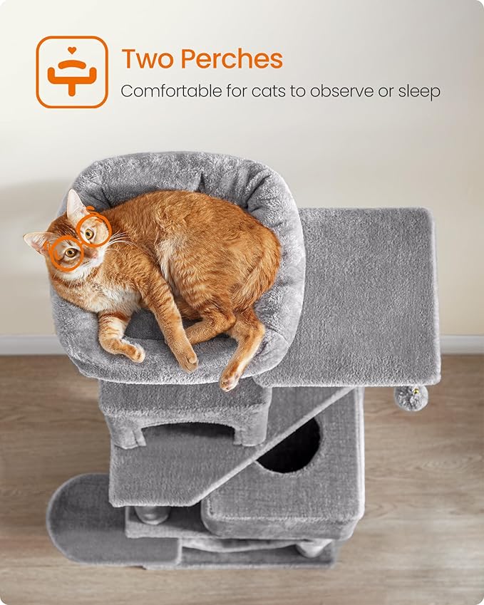 Feandrea Cat Tree, 59.5-Inch Tall Cat Tower, Plush Multi-Level Condo - Image 4