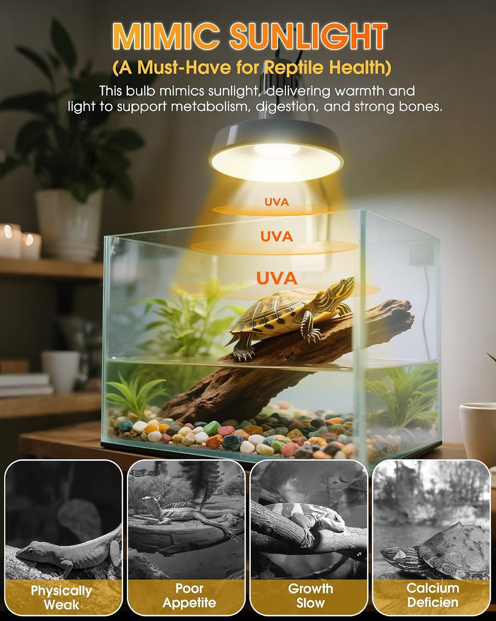 4 Pack 75 Watt Reptile Heat Lamp Bulb, E26 UVA Basking Spot Light Bulb