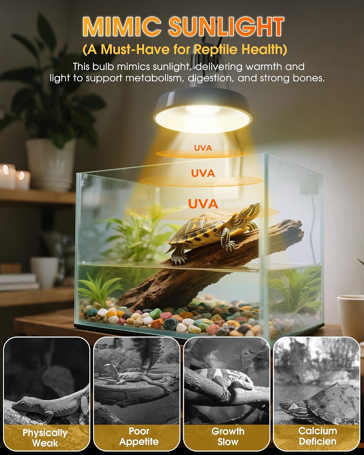 4 Pack 75 Watt Reptile Heat Lamp Bulb, E26 UVA Basking Spot Light Bulb