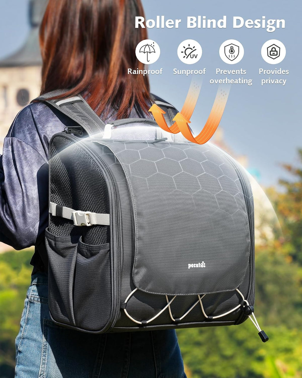 Pecute Small Animal Carrier Guinea Pig Backpack,with Bubble Window,Gray