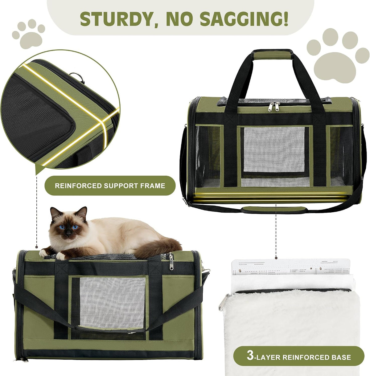 Extra-Large Cat Carrier, Soft-Sided Collapsible Pet Carrier up to 22 lbs