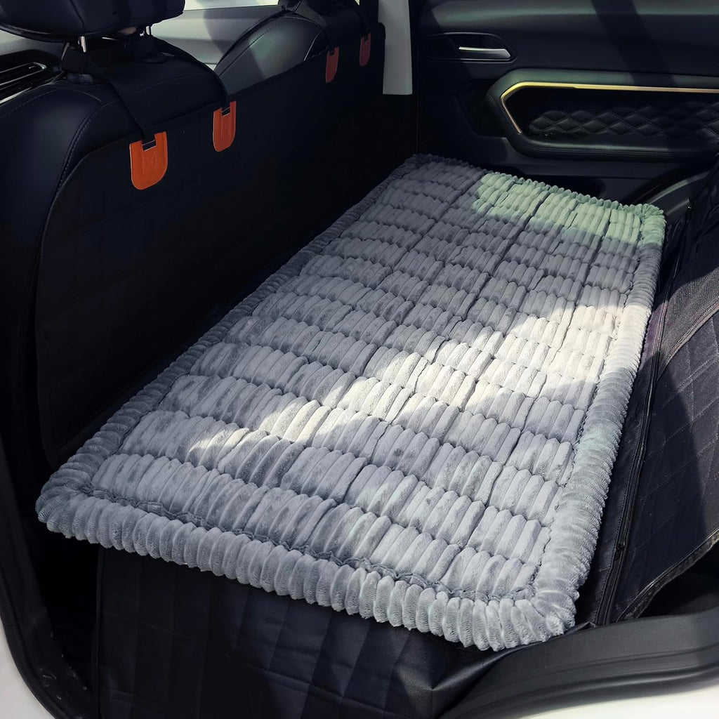 Dog Bed for Car, Backseat Pet Bed Mat, Dog Seat Cover for Car Back Seat, Non-Slip Travel Pet Mat, Fit for Backseat Extenders and Seat Covers (Black&White, 24.8x54inch)