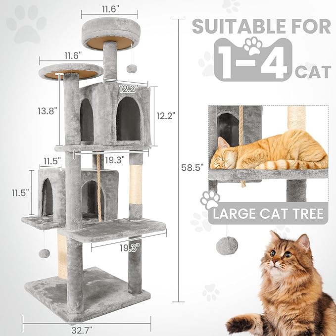 58.5inch Large Cat Tree Tower Condo - Image 2