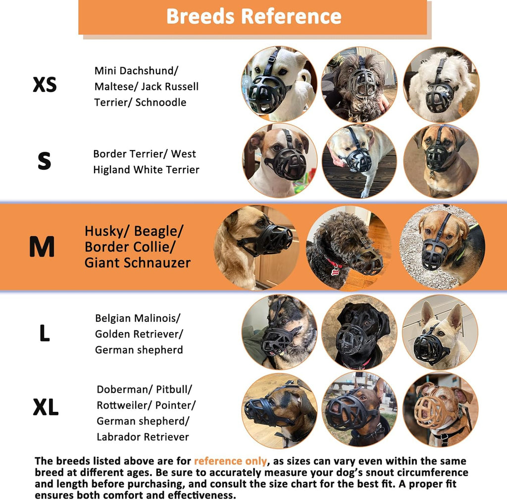BARKLESS Dog Muzzle, Humane Basket Muzzle for Medium Dog Biting, Scavenging