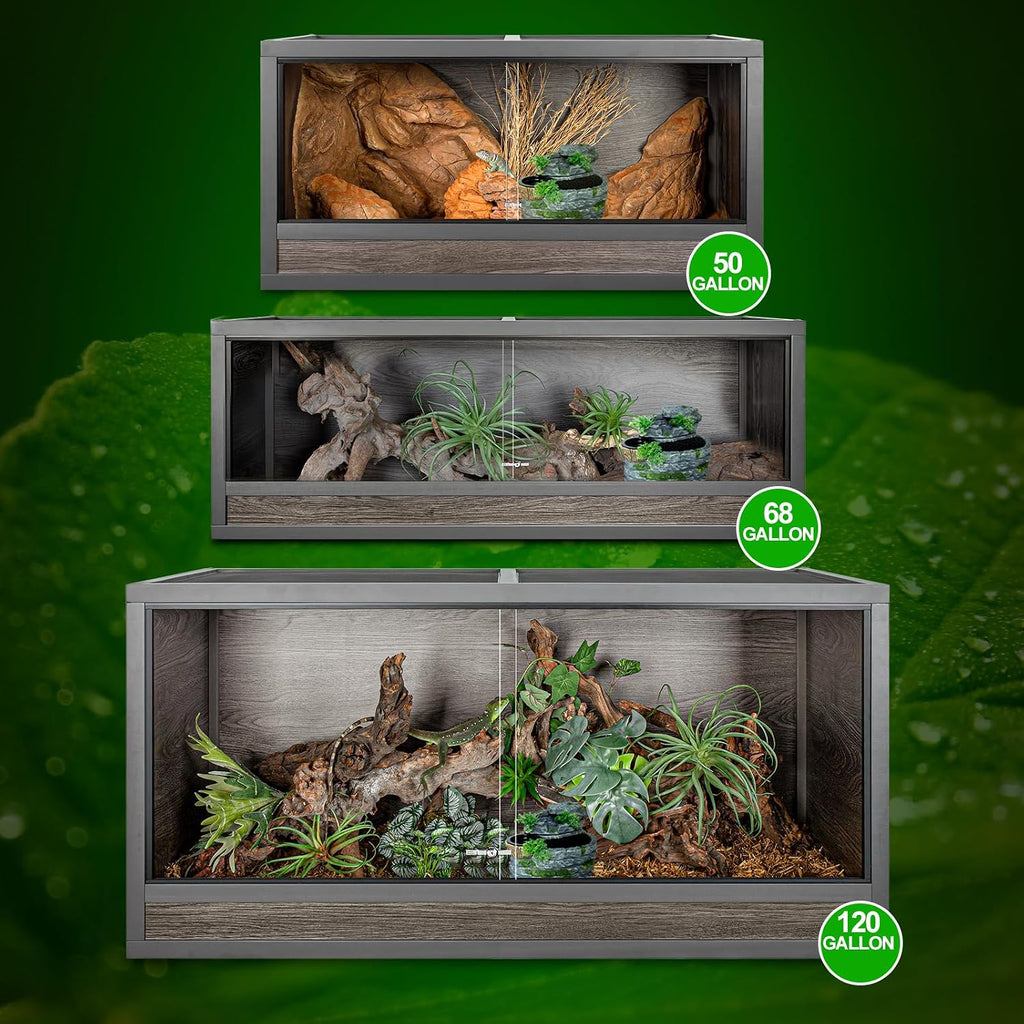 500ML Reptile Waterfall Fountain, Reptile Water Drinking Fountain for Bearded Dragons, Geckos & Lizards – Terrarium Waterfall with Feeding Bowl, Flowing Water, Natural Resin