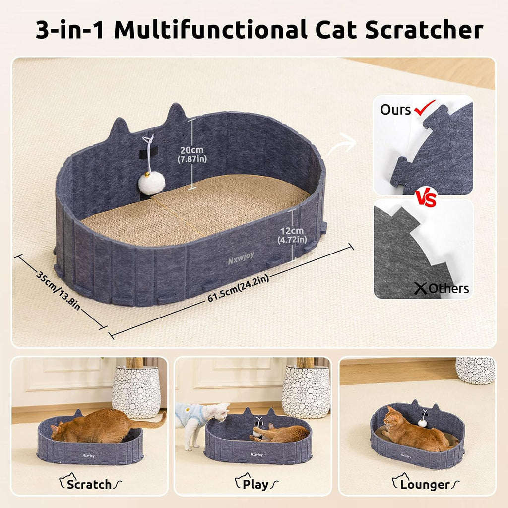 Cat Scratcher 24.2 Inch Sofa Shape Cat Scratching Bed with Bell Ball