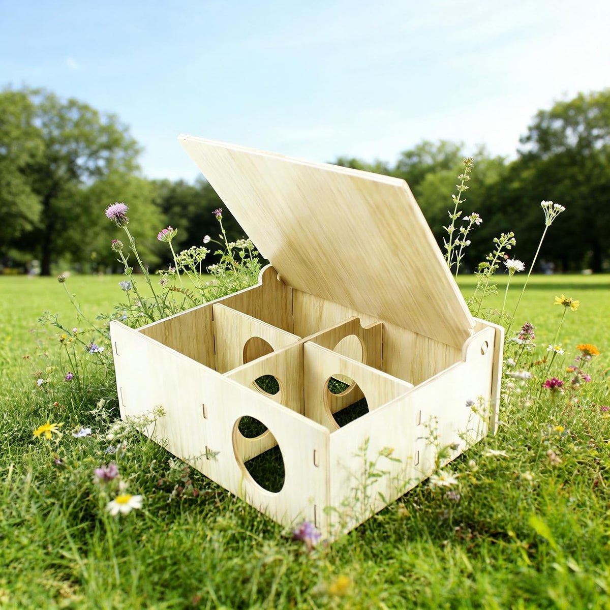 Amonk 10x8x4in Multi-Chamber with Play Tunnel Hamster House for Small Pets
