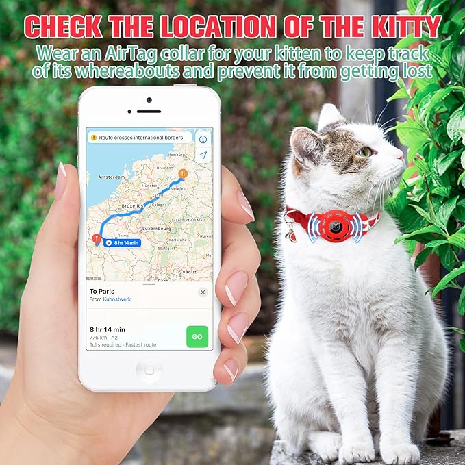 BINGPET AirTag Cat Collar with Bells, Upgraded Safety Elastic Cat Collar with - Image 4