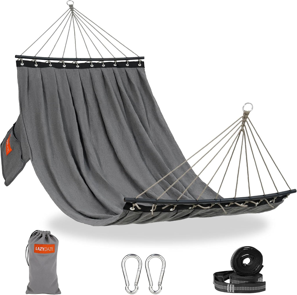 Lazy Daze Camping Hammock, Double Outdoor Hammock with Curved Spreader Bar