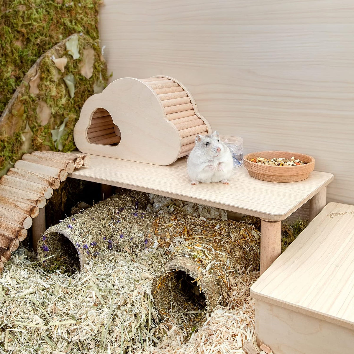 Niteangel Hamster Play Wooden Platform: Rectange - 7" L x 15.7" W - 7" H