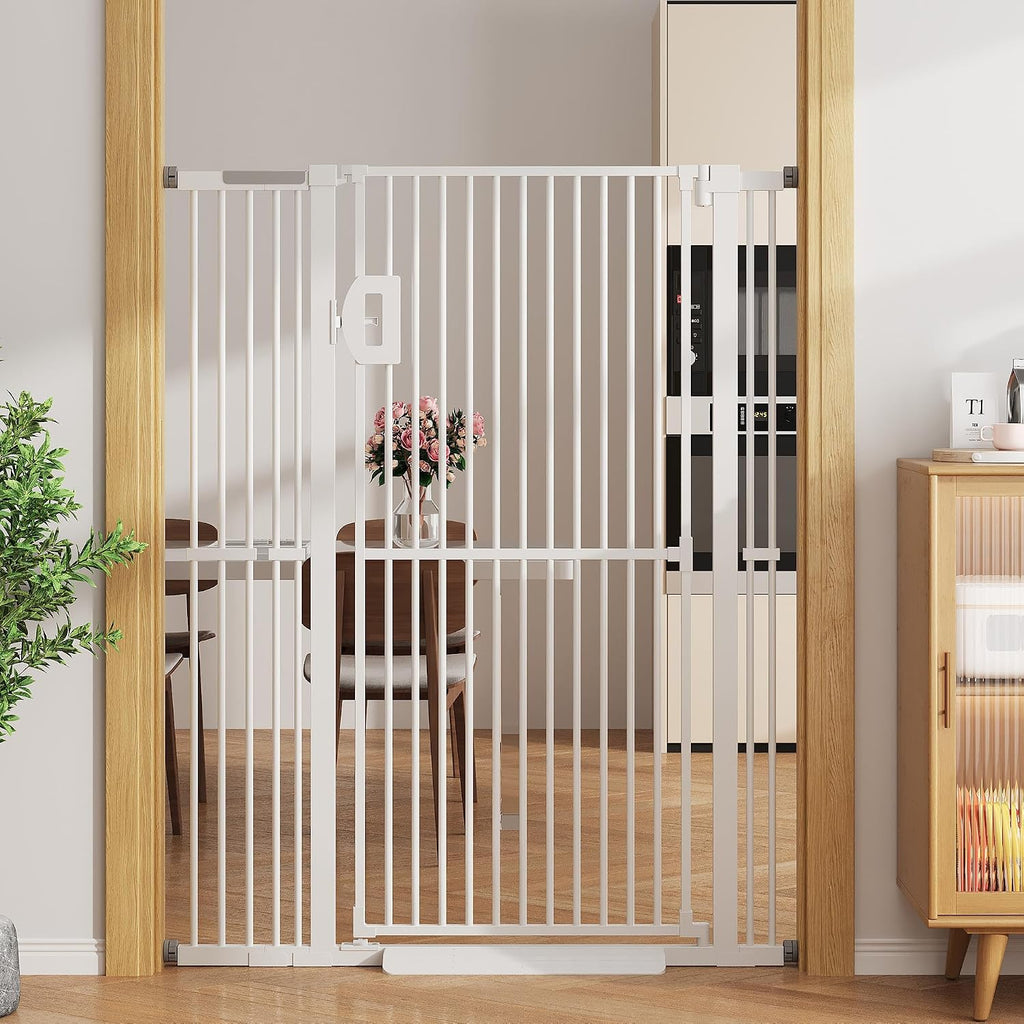 Jekriuet 57" Extra Tall Pet Gate, 27.5"-38.5" Wide, Black