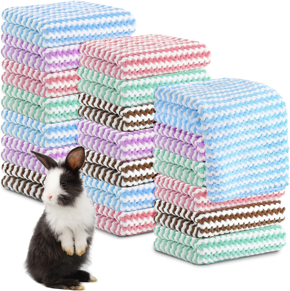 Moukeren 20Pcs Guinea Pig Blankets, 12 x 12 Inch, Waffle Style, Dark Green