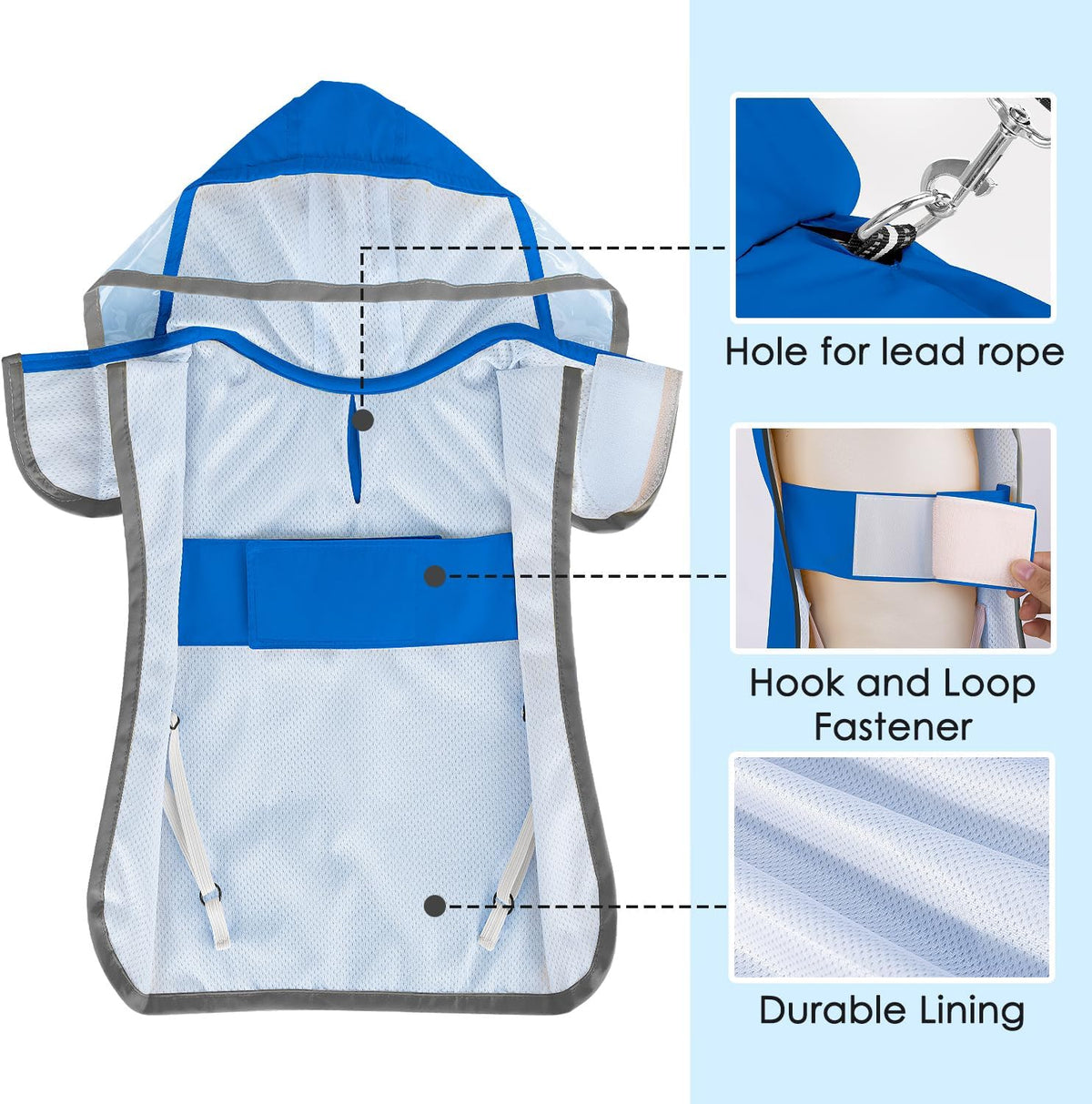 Lukovee Dog Raincoat, Waterproof Jacket with Clear Hood & Leash Hole, XL