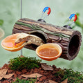 2-in-1 Magnetic Reptile Hide Cave with Dual Feeding Bowls