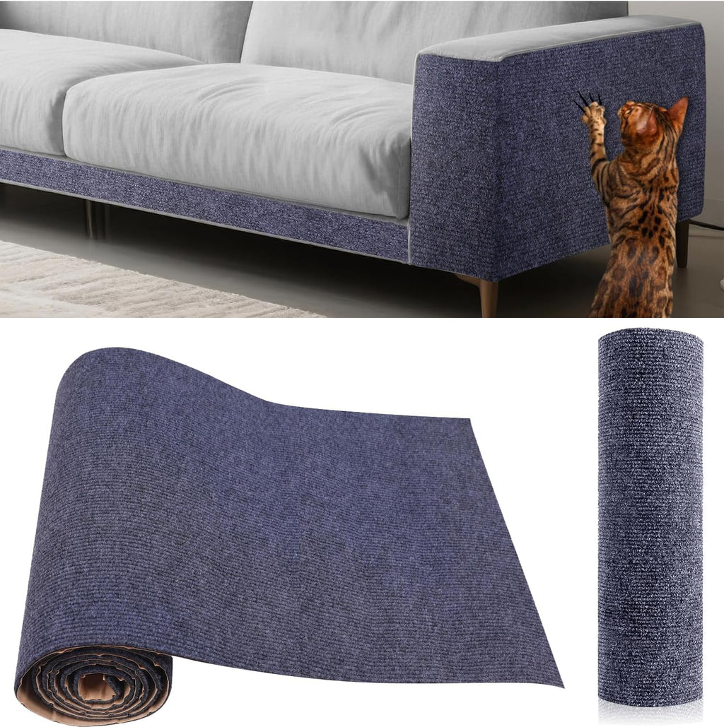 Cat Scratch Furniture Protector Couch Protector from cat Claws Self-Adhesive Carpet remnants Scratching Mat Trimmable DIY Climbing Covering Posts 78.7" x 15.8" Grey