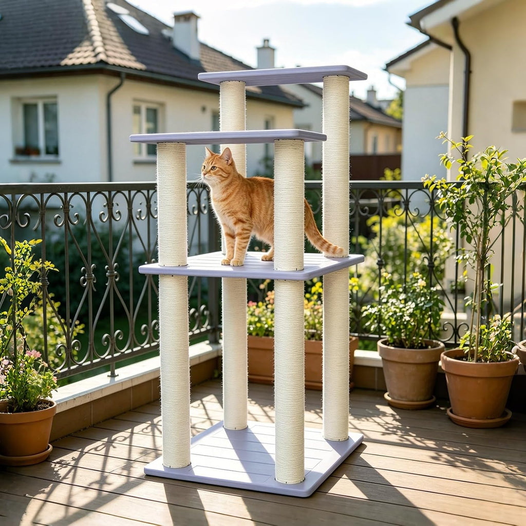 Multi-Level Weatherproof Cat Tree with Scratching Posts for Indoor&Outdoor