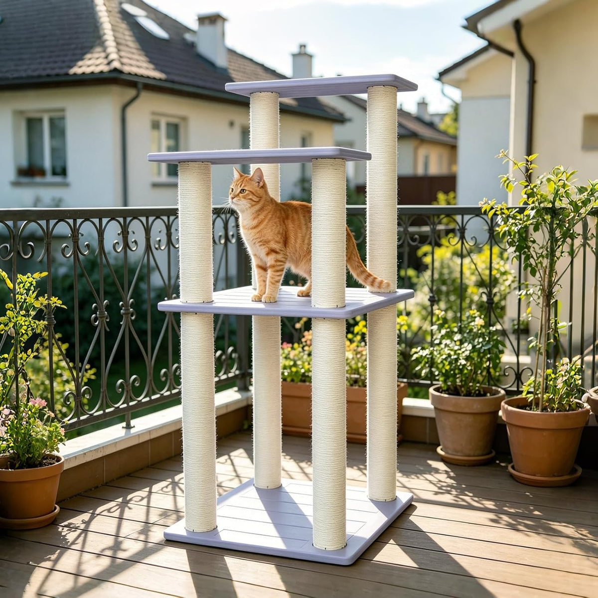 Multi-Level Weatherproof Cat Tree with Scratching Posts for Indoor&Outdoor