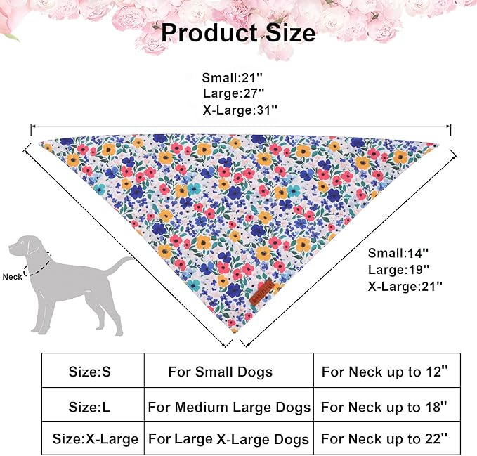 ADOGGYGO Floral Dog Bandanas 2 Pack, Reversible Cute Flower Scarf, Premium - Image 4