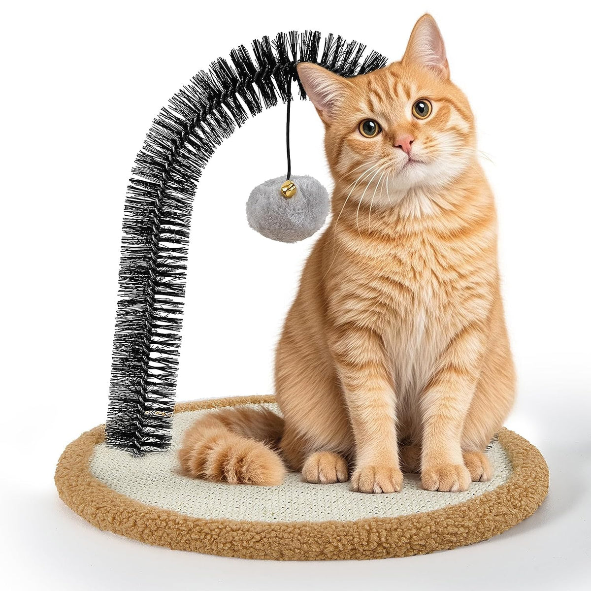 Cat Self Groomer Arch,Sisal/Plush Reversible Base,Scratcher Massager