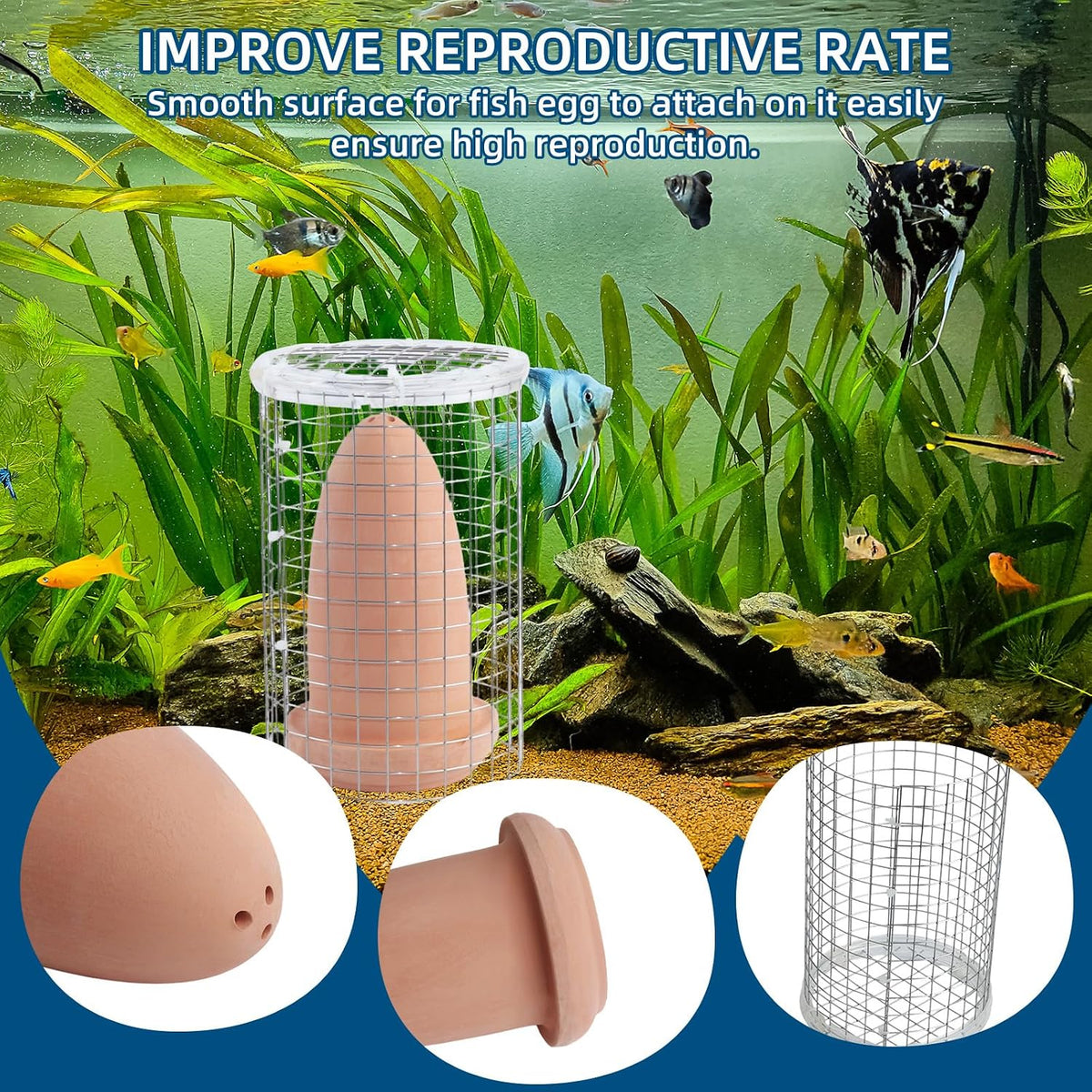 Saim Ceramic Breeding Cone with Isolation Net for Discus Fish Angelfish