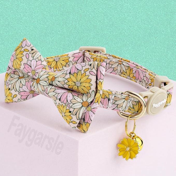 Faygarsle 2 Pack Floral Cat Collar Set - Image 3