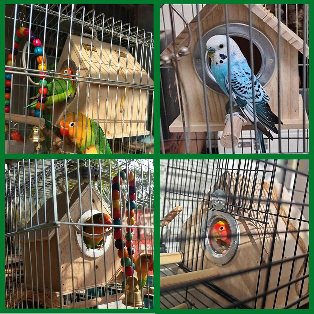 kathson Parakeet Nesting Box,Bird Nest House,Parrots Breeding Mating Hut,Cockatiel Nesting Box for Budgie,Lovebirds,Conure,Canary,Finch and Small Medium Birds (L: 7.87 * 7.08 * 5.9 inch)