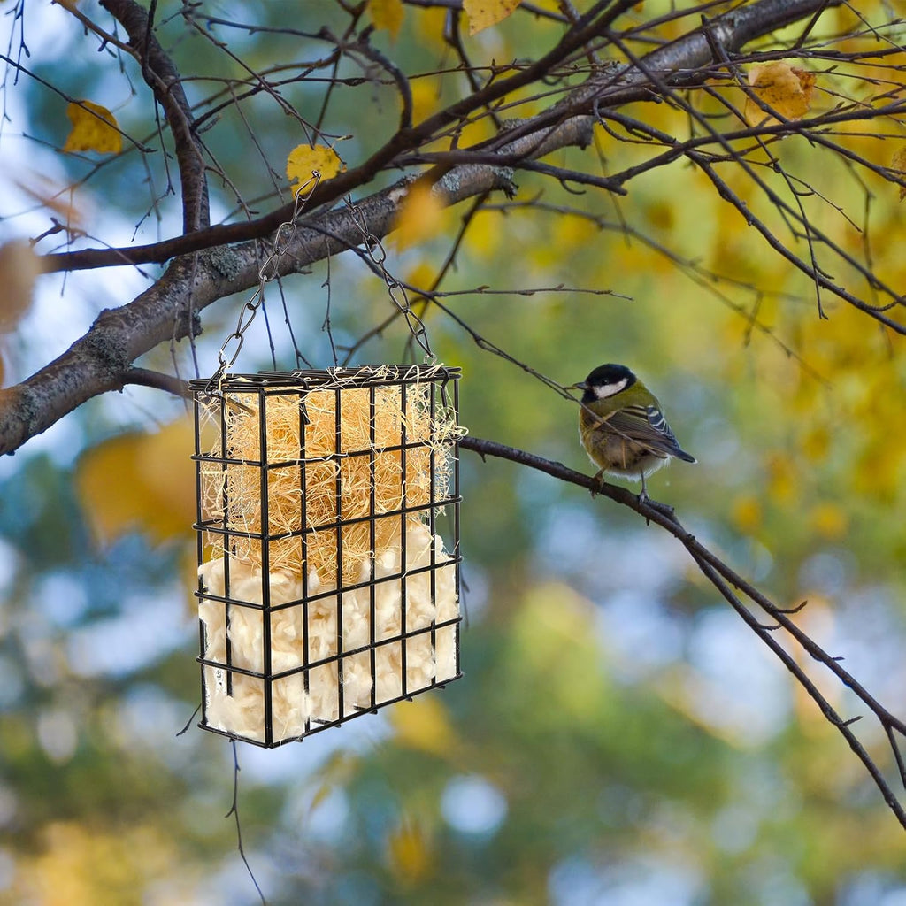 Bird Nesting Material Set Rectangle Humming Bird Nesters with Natural Cotton Raffia Sturdy Hanging Bird House for Outdoor Wild Bird Resting Place The Ideal Gift for Bird Lovers Black