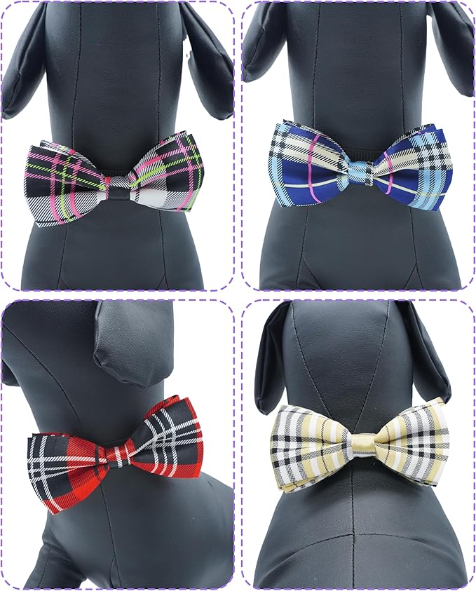 PET SHOW 8 Pack Plaid Big Dogs Collar Bow Ties - Image 4