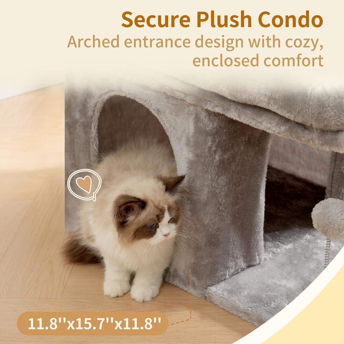 Heybly Cat Tree, 14" Cat Tower with Large Cat Bed & Condo HCT203SW