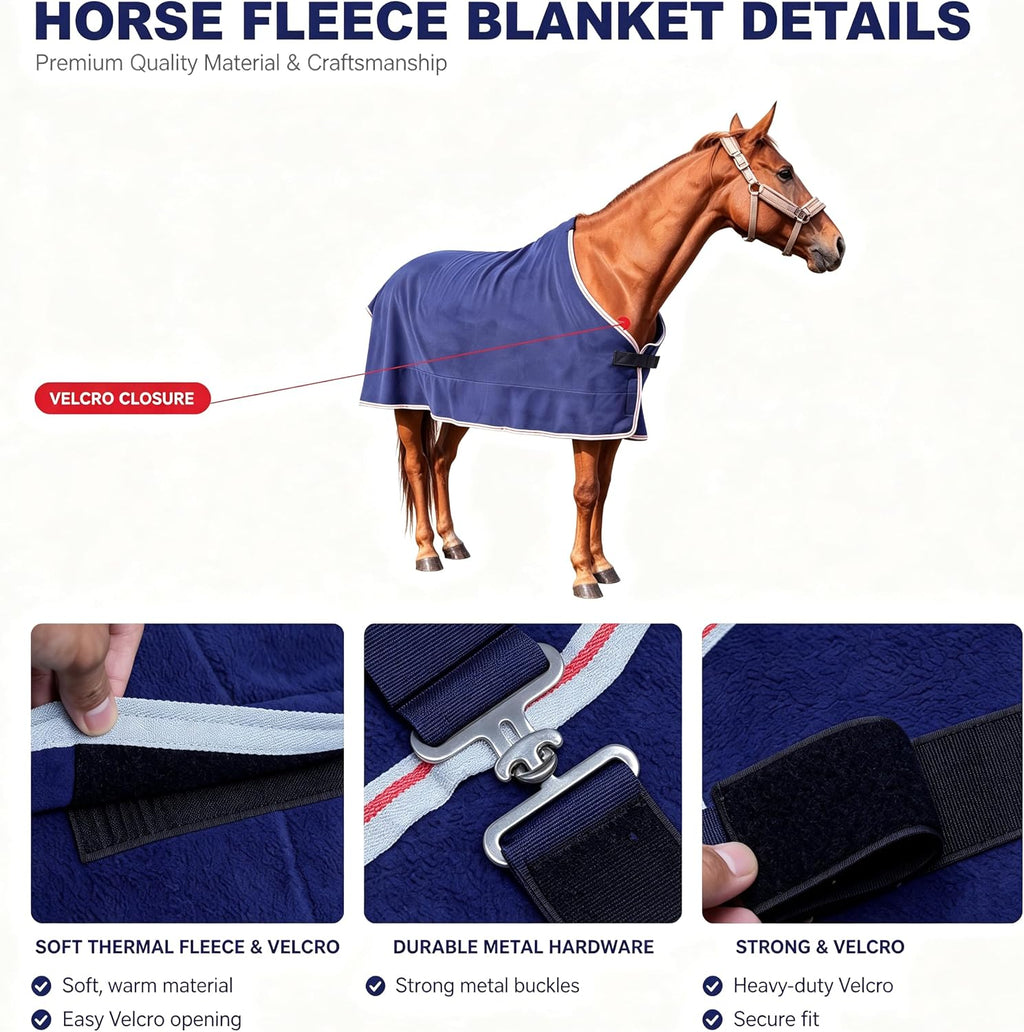 Horse Rug Fly Sheet Lightweight Cooler Blanket for Horses with Velcro Front Moisture Wicking Breathable Turnout Rug for Spring Fall, Blue