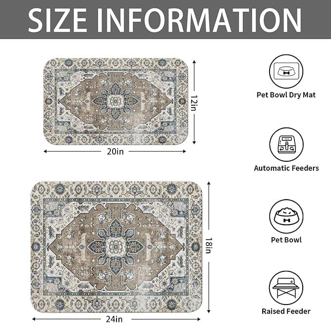 2 Pack Dog Food Mats for Floors, Absorbent and Quick-Drying Pet Cat Food Mat - Image 6