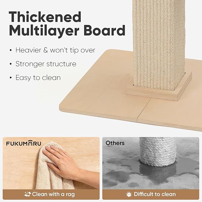 FUKUMARU Cat Scratching Post, Modern Style Tall Scratch Posts - Image 3