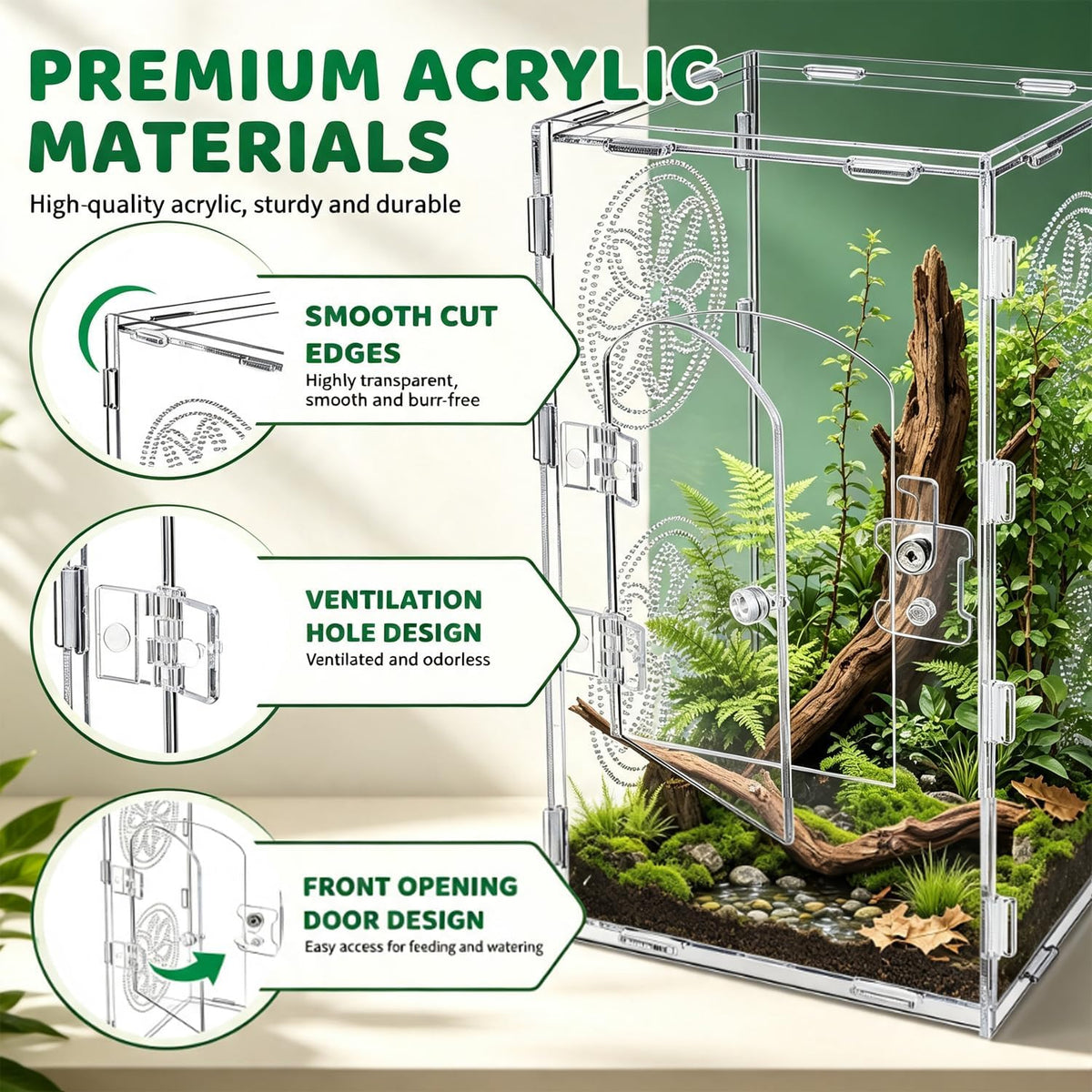 Jumping Spider Enclosure 30x15x15cm Large Acrylic Habitat,Clear