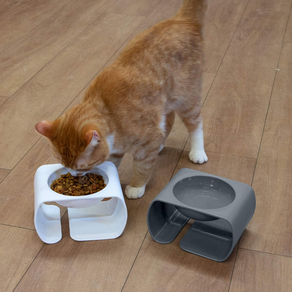 Kitty City Raised Cat Food Bowl Collection/Stress Free Pet Feeder and Waterer and Slow Feed Bowls