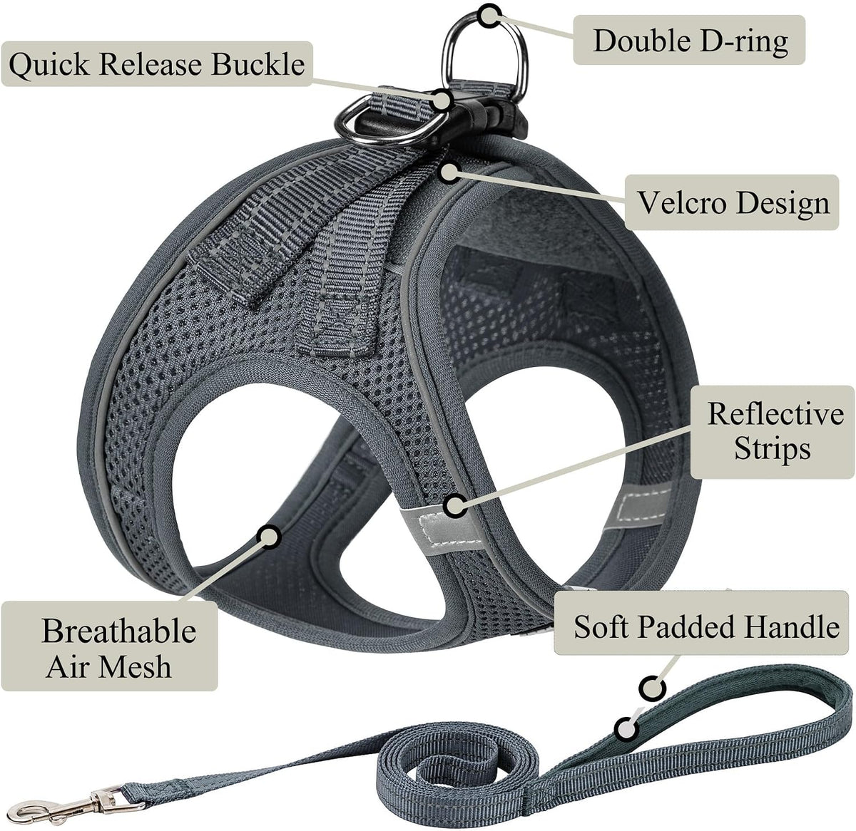 Dog Harness with Leash Set, Step-in Adjustable Puppy Pet Vest, Camo Set XL