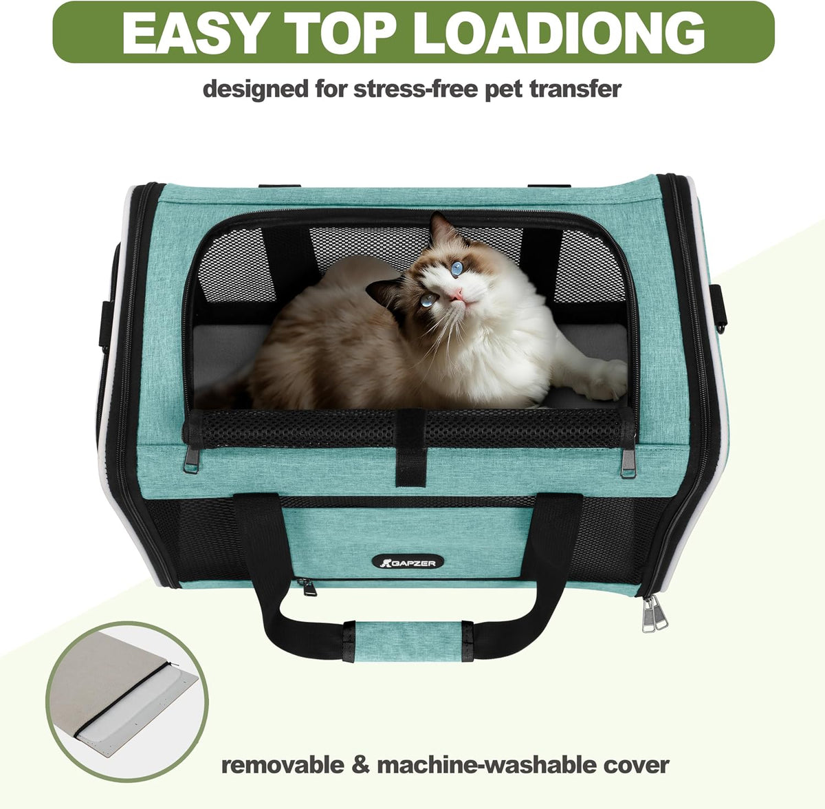 GAPZER Cat Carrier 18"x11"x11" TSA Approved Ventilated Pet Air Travel Cage