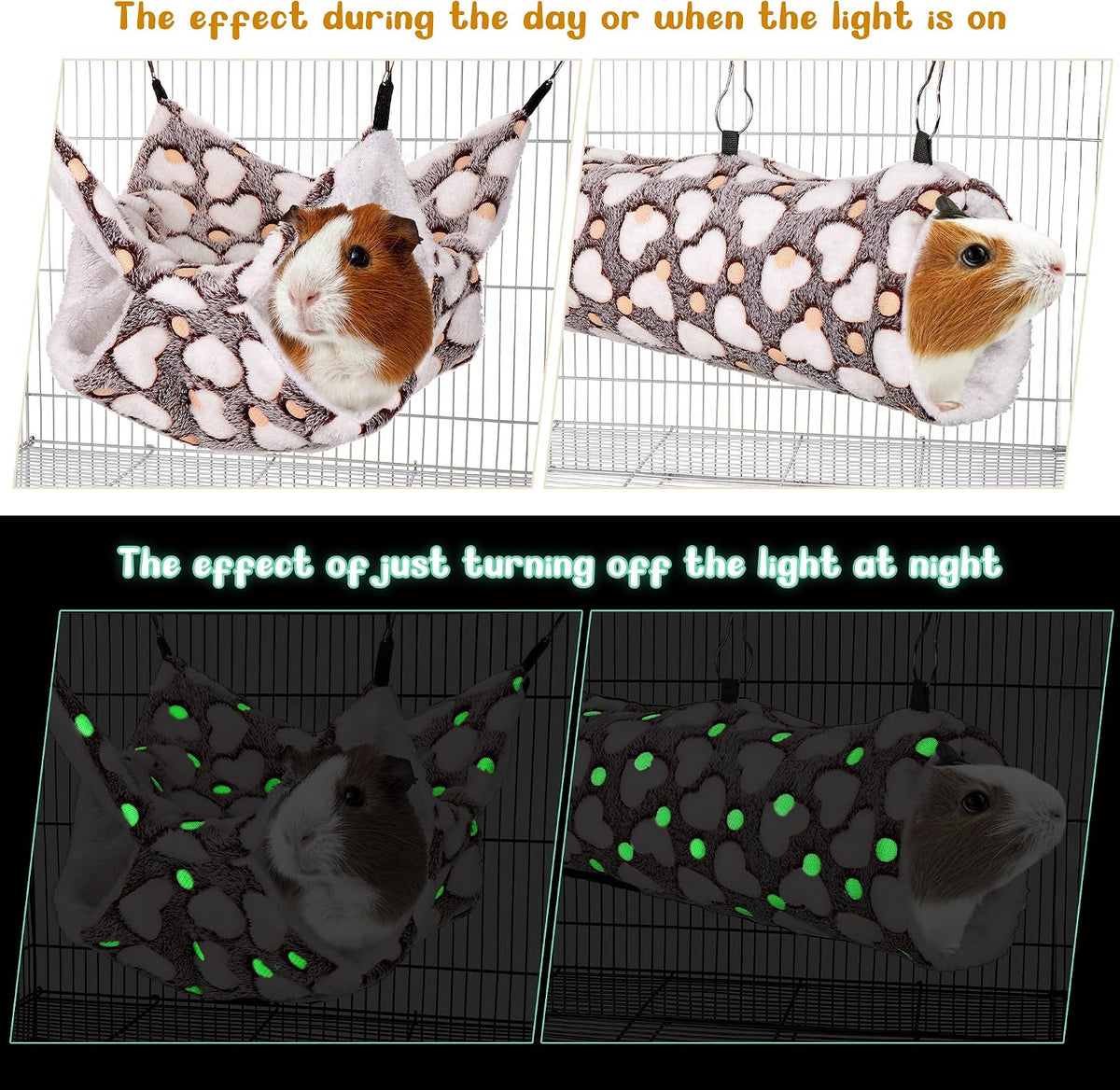 Noctilucent Luminous Brown Guinea Pig Rat Hammock Bunkbed Hanging Tunnel