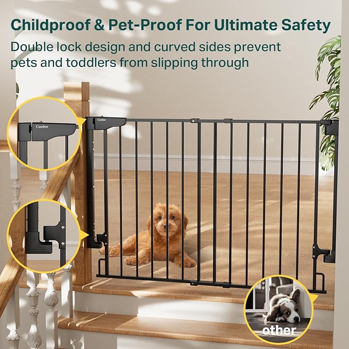 Cumbor 29.2–43" Baby Gate for Stairs, Wall-Mounted, Expandable No Bottom Bar - Image 7