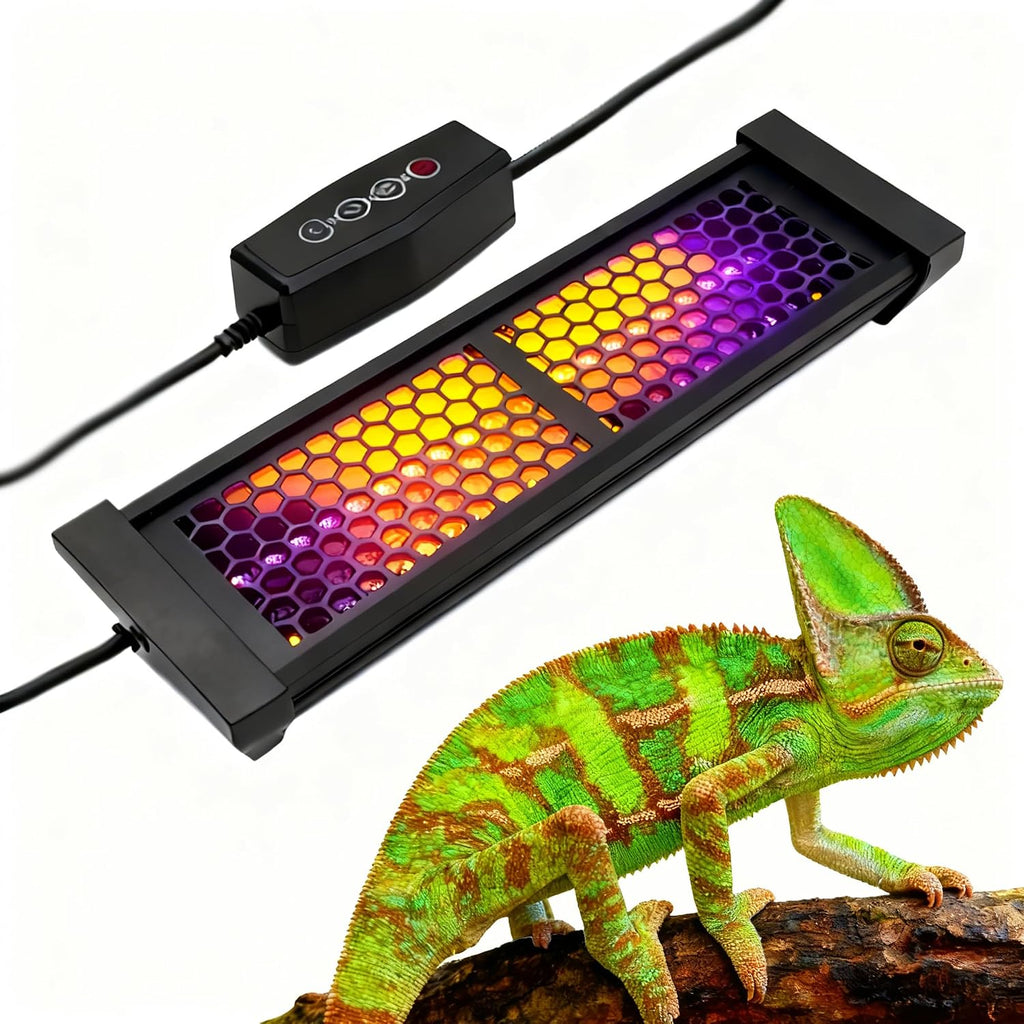 UVB & UVA Light for Reptiles, Dimmable LED Full Spectrum Sunlight Lamp with 3 Lighting Modes, 4/8/12H Timer for Tortoise, Gecko, Bearded Dragon, 4W Reptile Lamp, 5IN