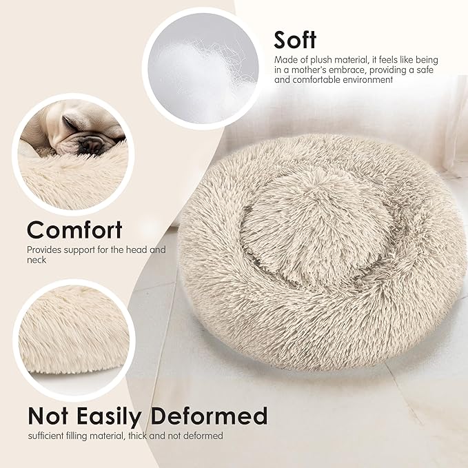 Dogs Bed for Small Dogs, Anti-Anxiety Washable Round Bed - Image 4