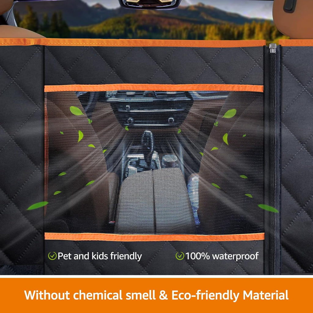 Car Seat Cover for Dogs Offer Large Space Hard Bottom Back Seat Extender Support 420LB, Waterproof Dog Hammock Protects Rear Seat from Fur, Scratches and Dirt for Car/SUVs Easy to Clean