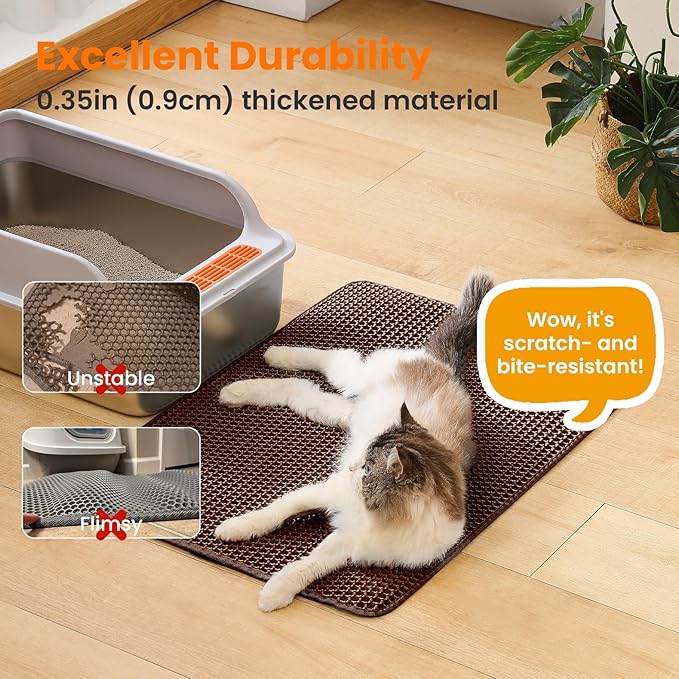 Extra Large Cat Litter Mat, 30x22 Inches Honeycomb Double Layer Cat Litter - Image 6