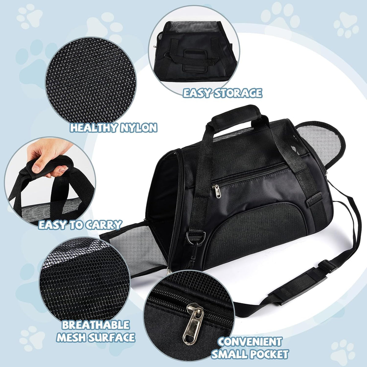 Sweetude 4 Pcs Cat Carrier Soft-Sided Pet Carrying Bag for Cat Under 13 Lbs