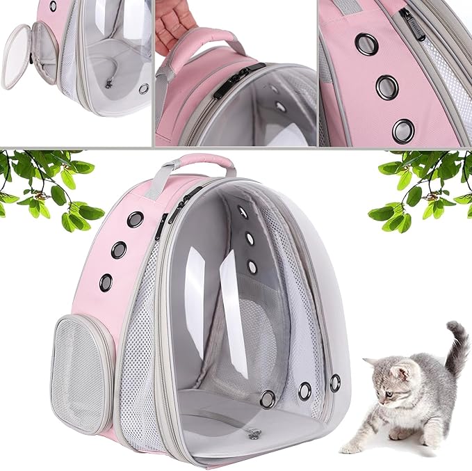 Front Expandable Cat Backpack Carrier, Fit up to 20 lbs, Space Capsule Bubble - Image 4