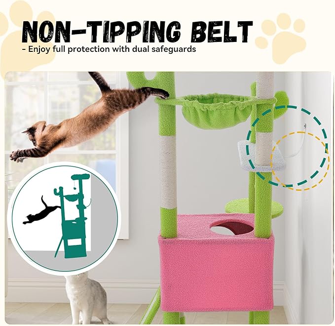 DWVO 68" Tall Cactus Cat Tree: Cats Tower - Image 7