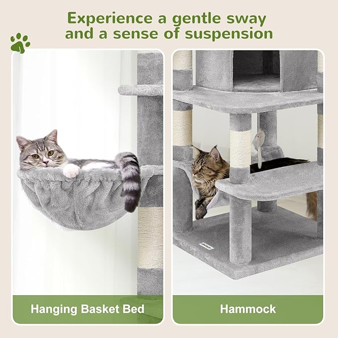Globlazer Corner Cat Tree for Large Cats, 66inch Tall Curved Series Large Cat - Image 5